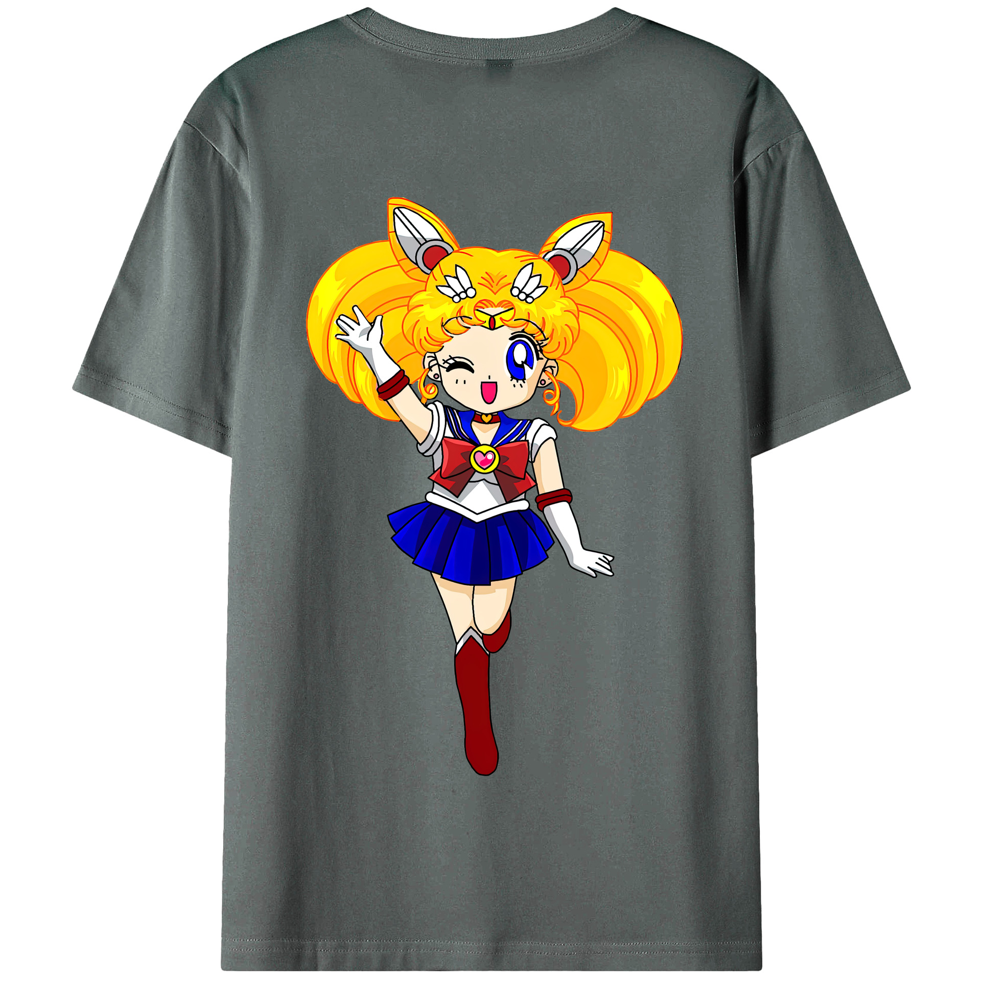 （画像用） 美少女戦士セーラームーン 月野 うさぎ つきの うさぎ Sailor Moon Tsukino Usagi 綿100％半袖Tシャツ（背面プリント）